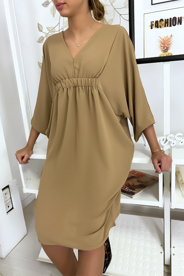 Robe classe camel à manches courtes - 7