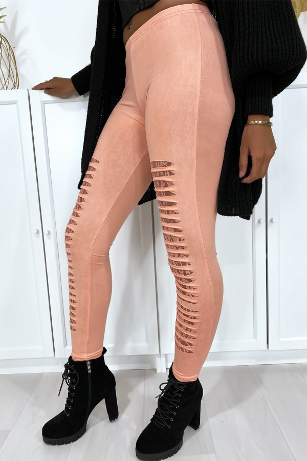 Legging rose effilé à l'avant et doublé en dentelle - 6