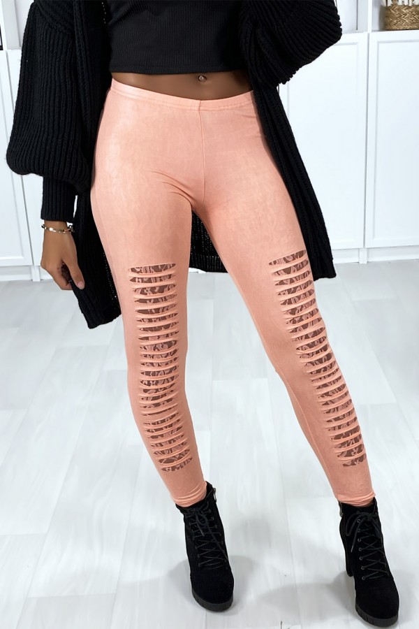 Legging rose effilé à l'avant et doublé en dentelle - 8