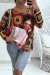 Pull col V léger oversize très doux rouge dessin fille fashion | 14,11 € | OKKO MODE
