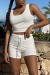 Conjunto top cropped e shorts brancos | 5,25 € | OKKO MODE
