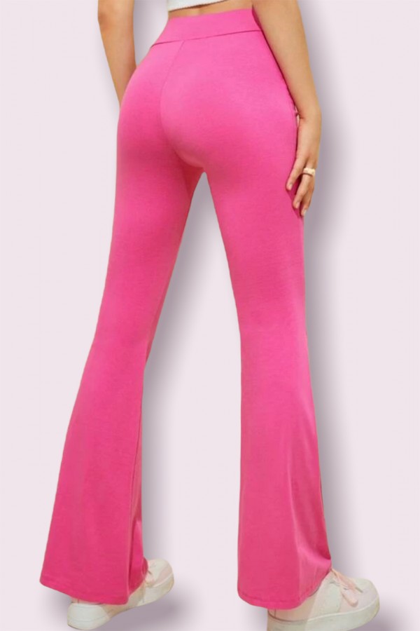 Pantalon moulant évasé rose - 4