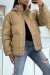 Doudoune camel en simili cuir à ceinture à la taille | 20,48 $ | OKKO MODE
