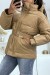 Doudoune camel en simili cuir à ceinture à la taille | 20,48 $ | OKKO MODE