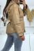 Doudoune camel en simili cuir à ceinture à la taille | 20,48 $ | OKKO MODE