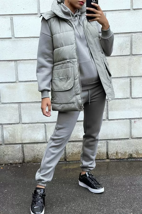 Conjunto 3 peças moletom e calça super quentes em verde militar