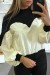 Pull noir bi-matière avec manches bouffante | 6,83 $ | OKKO MODE