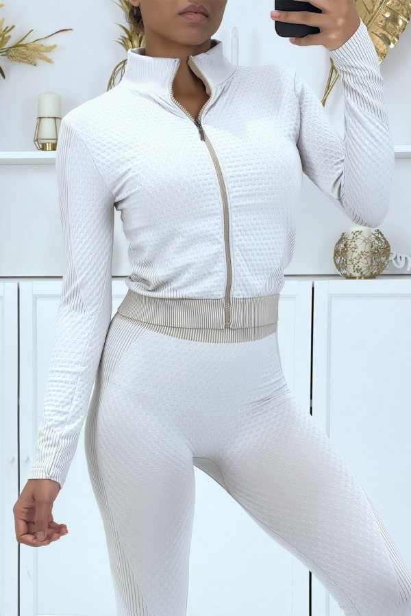 Ensemble de sport trois pièces beige - 3