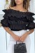 Top noir col bateau à volants | 5,69 $ | OKKO MODE