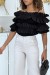 Top noir col bateau à volants | 5,69 $ | OKKO MODE