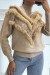 Chaleco de Pelo Sintético con Detalle en Encaje - Marrón | 10,92 $ | OKKO MODE