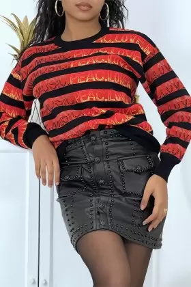 Gray Striped Music Love Long Sleeve Round Neck Pullover | $10.92 | OKKO MODE