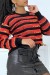 Pull vermelho listrado com escritas colar redondo e mangas longas. | 10,92 $ | OKKO MODE