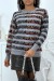 Gray Striped Music Love Long Sleeve Round Neck Pullover | $10.92 | OKKO MODE