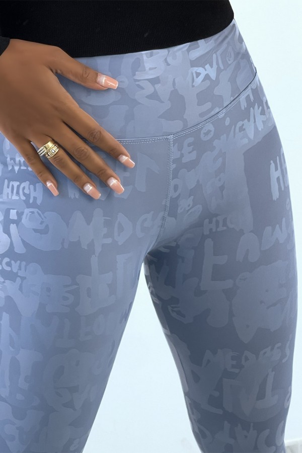 Legging bleu avec écriture effet 3D. Legging nouvelle génération - 3