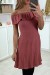 Vestido rosa oscuro estilo trapecio con cuello barco | 7,96 $ | OKKO MODE
