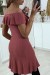 Vestido rosa oscuro estilo trapecio con cuello barco | 7,96 $ | OKKO MODE