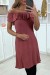 Vestido rosa oscuro estilo trapecio con cuello barco | 7,96 $ | OKKO MODE