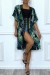 Kimono verde con encaje y estampado de palmera | 13,65 $ | OKKO MODE