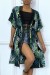 Kimono verde con encaje y estampado de palmera | 13,65 $ | OKKO MODE