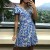 Robe à motif bleu froncé à la taille | 12,97 $ | OKKO MODE