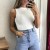 Top sans manche blanc très extensible en col montant allant jusquau 46 | 3,41 $ | OKKO MODE