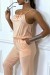 Combinaison rose en coton avec poche et bretelle ajustable | 8,19 $ | OKKO MODE