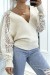 Suéter cache coeur taupe con mangas en dentelle | 10,08 € | OKKO MODE