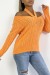 Pull orange vitaminé tout doux à épaules dénudée et détails ajourés pointelle. | 10,08 € | OKKO MODE
