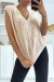 Chaleco sin mangas en V con trenzado - Color Camel | 10,92 $ | OKKO MODE