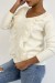 Pull  col V très chic beige à volants | 10,92 $ | OKKO MODE