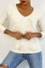 Pull  col V très chic beige à volants | 10,92 $ | OKKO MODE