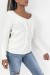 White V-Neck Lace Trimmed Pull Court with Braided Detail | $10.92 | OKKO MODE