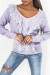 Blusa corta lila con escote en V y detalles de trenzas y encajes | 10,92 $ | OKKO MODE