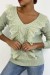 Vestido verde pomme con volantes - Elegante escote en V | 10,92 $ | OKKO MODE