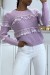 Lilac Round Neck Pull with Lovely Lace Ruffles | €10.08 | OKKO MODE
