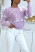 Lilac Round Neck Pull with Lovely Lace Ruffles | €10.08 | OKKO MODE