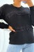 Pull col rond noir à détails volants ajourés | 10,08 € | OKKO MODE