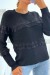 Pull col rond noir à détails volants ajourés | 10,08 € | OKKO MODE