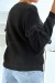 Pull col rond noir à détails volants ajourés | 10,08 € | OKKO MODE