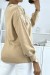 Beige V-Neck Lace Pattern Women's Pullover | $10.92 | OKKO MODE