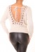 Pull court taupe  doux et chaud à décolleté plongeant dans le dos et motif en dentelle | 8,47 £ | OKKO MODE