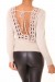 Pull court taupe  doux et chaud à décolleté plongeant dans le dos et motif en dentelle | 8,47 £ | OKKO MODE