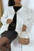 Cardigan blanco tejido grueso para mujer - Suéter de punto | 10,92 $ | OKKO MODE