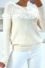 Jersey beige con cuello redondo y detalles vintage | 10,08 € | OKKO MODE