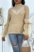 Suéter de cuello alto en color taupe con mangas abullonadas - Tulle | 10,92 $ | OKKO MODE