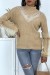 Suéter de cuello alto en color taupe con mangas abullonadas - Tulle | 10,92 $ | OKKO MODE