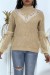 Suéter de cuello alto en color taupe con mangas abullonadas - Tulle | 10,92 $ | OKKO MODE