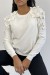 Pull basique blanc à noeuds papillons sur les épaules | 10,92 $ | OKKO MODE