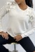 Pull basique blanc à noeuds papillons sur les épaules | 10,92 $ | OKKO MODE
